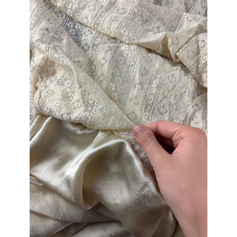 VTG Cream Lace Layered Dress Satin Waist Tie Womens S? Boho Fairy Angel Romantic - Picture 8 of 8